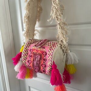 Ibiza Pom Pom Multi Color Bag NEW.